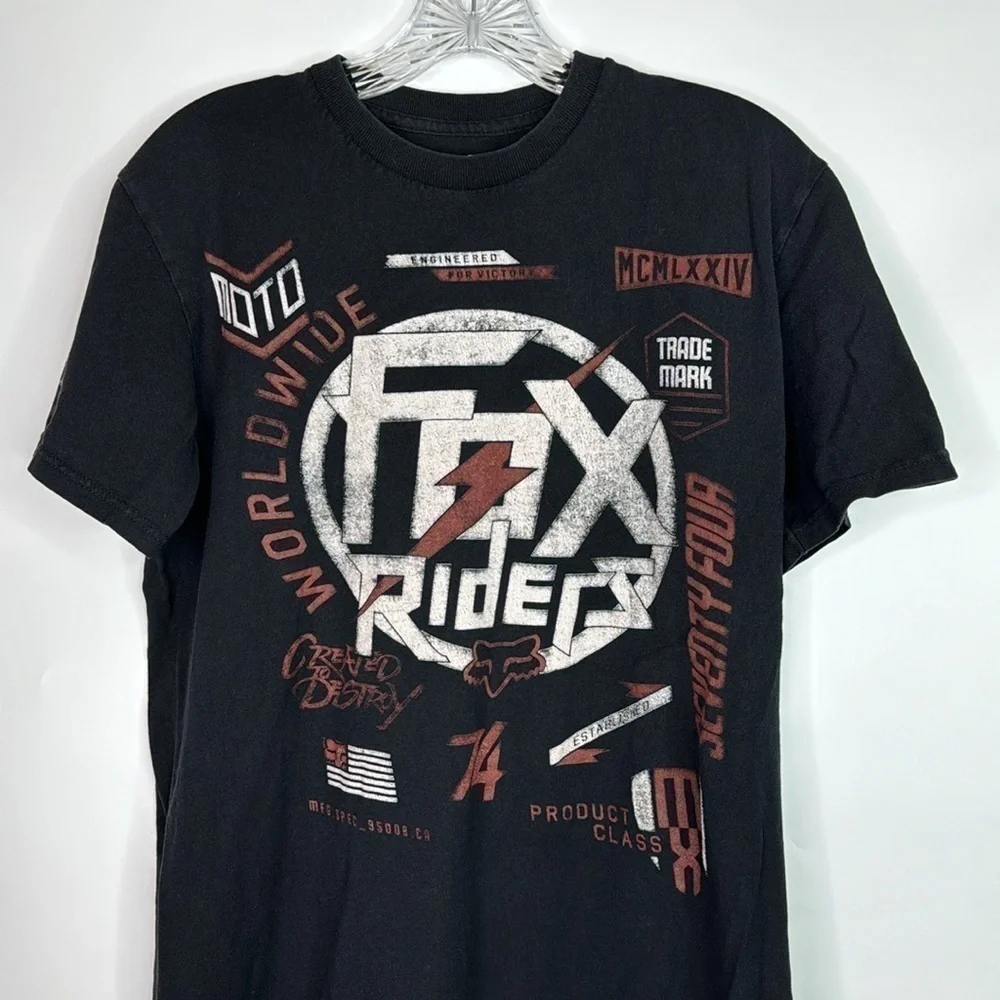 Fox Rider Black Short Sleeve Tshirt Size Medium